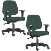 Kit 02 Cadeiras Giratória Job L02 Executiva Ergonômica Escritório Crepe Verde Musgo - Lyam Decor