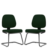 Kit 02 Cadeiras Para Escritório Job L02 Fixa Crepe Verde Musgo - Lyam Decor