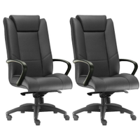 Kit 02 Cadeiras de Escritório Presidente Executiva New Onix F02 Couro Ecológico Preto - Lyam Decor