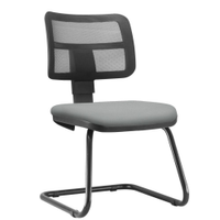 Cadeira de Escritório Recepção Fixa Zip L02 Couro Sintético Cinza - Lyam Decor