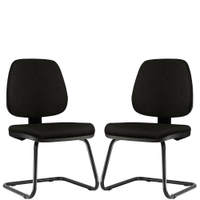 Kit 02 Cadeiras Para Escritório Job L02 Fixa Couro Sintético Preto - Lyam Decor
