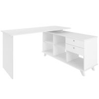 Mesa Para Escritório Home Office Escrivaninha Gold A02 Branco 02 Gavetas - Lyam Decor