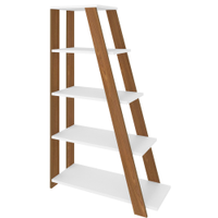 Estante Multiuso com 05 Prateleiras Star A02 134x82 Freijó Branco - Lyam Decor