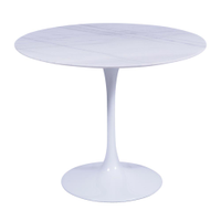 Mesa Saarinen Redonda Carrara 107cm - Base Branca