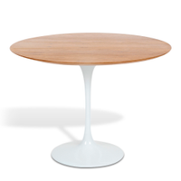 Mesa Saarinen Tulip Redonda Freijó 90cm Base Branca