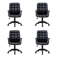 Conjunto com 4 Cadeiras de Escritório Diretor Giratórias Fitz com Braços Ajustáveis Preto