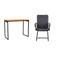 Conjunto de Mesa Stanford Carvalho com Cadeira de Escritório Interlocutor Fixa Oslo Preta
