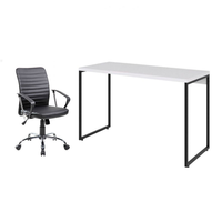 Conjunto de Mesa Studio Branca 120 cm com Cadeira de Escritório Diretor Giratória Oslo Preta