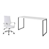 Conjunto de Mesa Studio 150 cm com Cadeira de Escritório Diretor Giratória Cleaner Branca