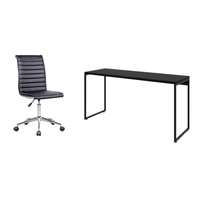 Conjunto de Mesa Studio 150 cm com Cadeira de Escritório Secretária Giratória Marilyn Preta