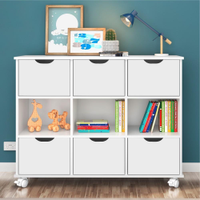 Conjunto Nicho Organizador Zuri 9 Espaços com Rodízios Branco + 2 Kits 3 Gavetas Brancas