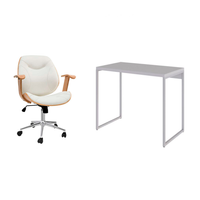 Conjunto de Mesa Studio com Cadeira de Escritório Diretor Giratória Antonella Branca