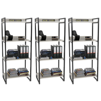 Kit 3 Estante Livreiro Multiuso Prisma Estilo Industrial 60cm 4 Prateleiras C08 Snow - Mpozenato