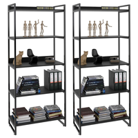 Kit 2 Estantes Livreiro Multiuso Prisma Estilo Industrial 80cm 5 Prateleiras C08 Preto Onix - Mpozenato
