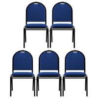 Kit 5 Cadeiras Hoteleiras Auditório Empilhável Linho M23 Azul - Mpozenato