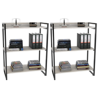 Kit 2 Estantes Livreiro Multiuso Prisma Estilo Industrial 80cm 3 Prateleiras C08 Snow - Mpozenato
