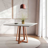 Mesa de Jantar Quadrada Mônaco Cobre e Branca 90 cm