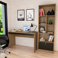 Conjunto de Mesa para Notebook Hype com Estante Bali 1 PT Mel e Preto