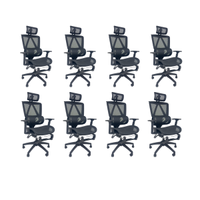 Kit 8 Cadeiras de Escritório Presidente Executiva Oficial Titan Preto