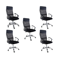 Kit 5 Cadeiras de Escritorio Nagano Tela Mesh Ergonômica - Preto
