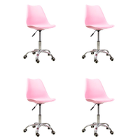 Kit 04 Cadeiras Office Base Cromada Girat¢ria Saarinen cor:rosa