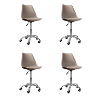 Kit 04 Cadeiras Office Base Cromada Girat¢ria Saarinen cor:bege
