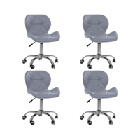 Kit 4 cadeiras Office Eiffel Slim Ajustável Base Giratória Cinza
