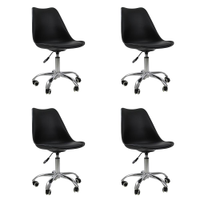 Kit 04 Cadeiras Office Base Cromada Girat¢ria Saarinen cor:preto