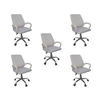 Kit 5 Cadeiras de Escritório Esteirinha Tela Mesh Branco