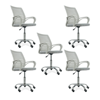 Kit 5 Cadeiras de Escritório Secretaria Diretor Roma Ergonômica - Branca