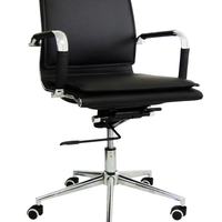 Cadeira Diretor Pelegrin em Couro PU PEL-8003L Preta Design Charles Eames