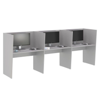 Mesa De Trabalho Call Center 3 Lugares Tripla Fechada - Cinza