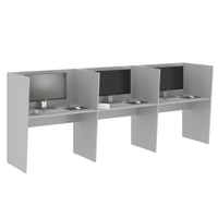 Mesa de Trabalho 3 Lugares Inglaterra Cinza