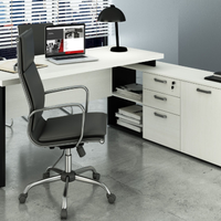 Mesa para Escritório em L 1,70 Web40 c/ Balcão Branco/Preto