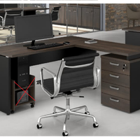 Mesa em L Web30 1,35 x 1,50 com 4 Gavetas - Marsala c/ Preto