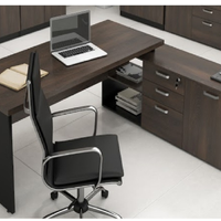 Mesa em L Web40 1,70 X 1,60 40mm com Armário - Marsala/Preto