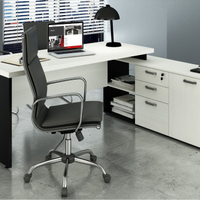 Mesa Consultório em L 1,90m Web40 c/ Armário Branco / Preto