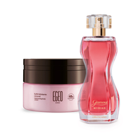 Combo Desodorante Colônia Glamour Myriad 75ml + Suflê Hidratante Desodorante Corporal Egeo Choc 250g