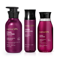 Combo Nativa SPA Rosas Secretas: Sabonete Líquido 250ml + Creme Perfumado Corporal 400ml + Body Splash 200ml