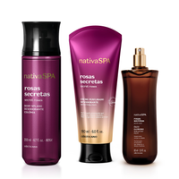 Combo Nativa SPA Rosas Secretas: Óleo Multifuncional Corpo E Cabelos 85ml + Creme Corporal 180ml + Body Splash 200ml