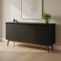 Buffet Aparador Mazza 4 Portas Preto
