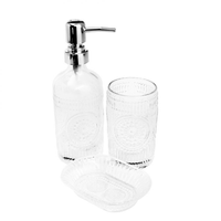 Kit De Banheiro Com 3 Peças Lux Incolor E Prateado