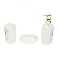 Kit De Banheiro Com 3 Peças Lux Incolor E Dourado