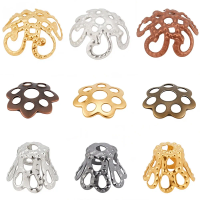 1350Pcs 9 Styles Iron Bead Caps Mixed Color 6x4.5mm