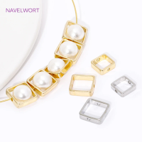 14K/18K Gold Plated Bead Frames,Square Frame Beads Spacer Connectors For DIY Jewelry Making Supplies,Bracelets Accessories