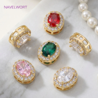 18K Gold Plated Oval Spacer Beads For Jewelry Making,Inlaid Zircon Beads Separators,DIY Bracelet Necklace Making Findings