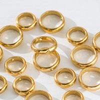10Pcs 18K Gold Stainless Steel 6/8/10mm Round Two Hole Frame Beads Connector For DIIY Bracelet Earrings Pendants Jewelry Making