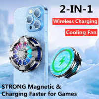 Coooler Fan Magnetic Wireless Charger Phone Back Clip Radiator RGB Light For Magsafe iPhone 16 15 14 13 12 Pro Max Fast Charging