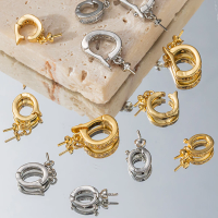 2pcs 18K Gold Plated Brass Eye Pin Bail Peg Rhinestone Clasp Connector for Half Drilled Beads Charm Pendant Jewelry Making