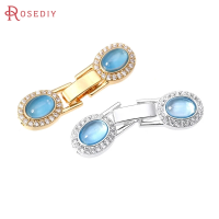 2 Sets 18K Gold Color Brass and Zircon Oval Shape Bracelets Connect Clasps High Quality Diy Jewelry Accessories Making Materials